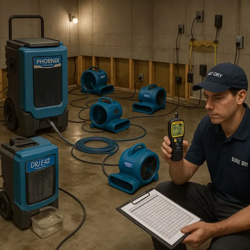 Structural Drying and Dehumidification process in Council Bluffs, IA